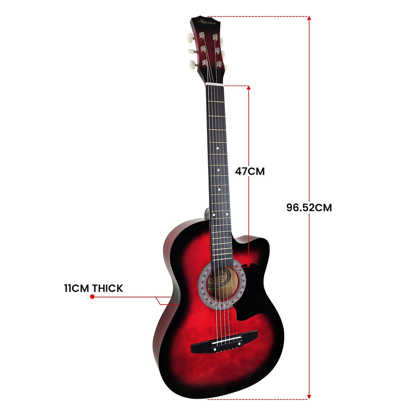 Acoustic Guitar | Karrera 38 Inch Pro Cutaway | Red Burst - Audio & Video > Musical Instrument & Accessories > Guitars - Fosmore