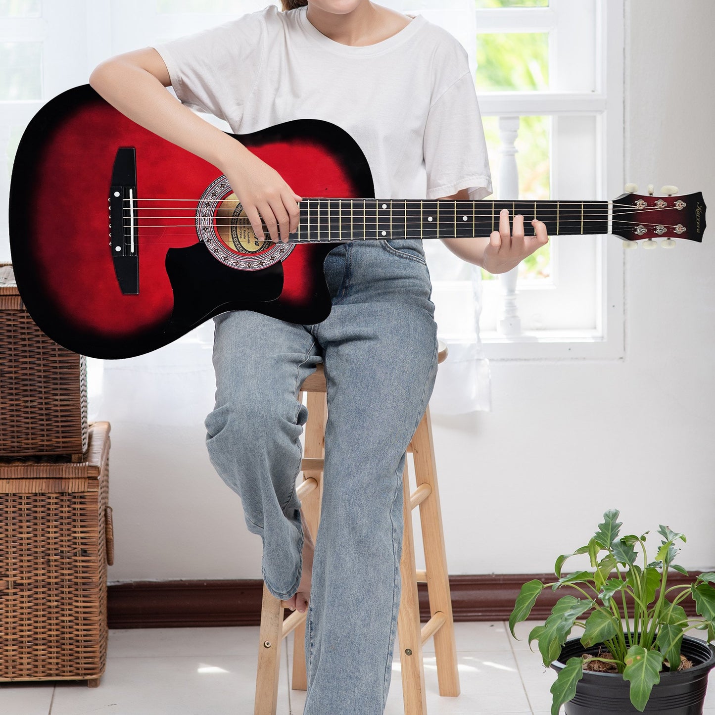 Acoustic Guitar | Karrera 38 Inch Pro Cutaway | Red Burst - Audio & Video > Musical Instrument & Accessories > Guitars - Fosmore