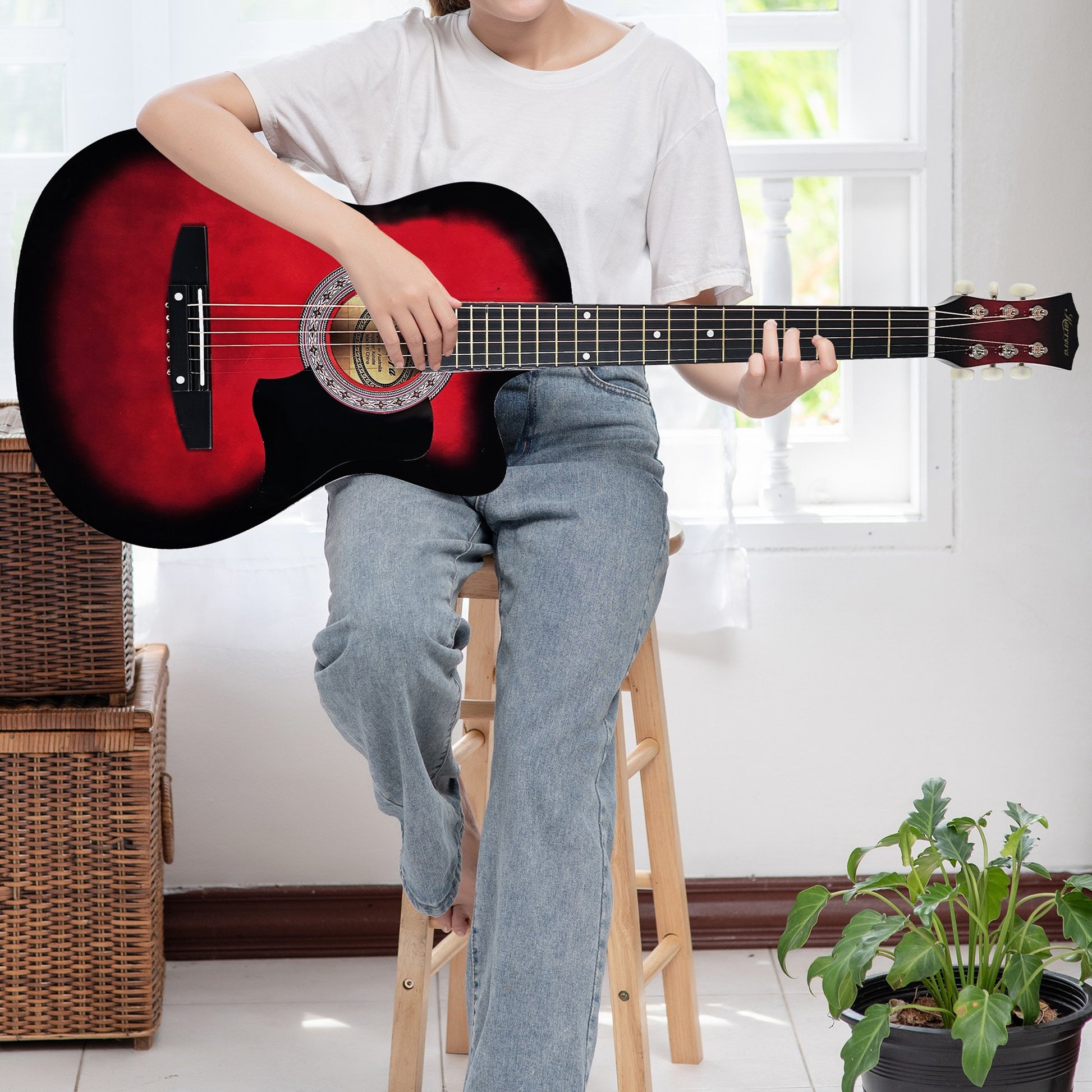 Acoustic Guitar | Karrera 38 Inch Pro Cutaway | Red Burst - Audio & Video > Musical Instrument & Accessories > Guitars - Fosmore