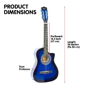Acoustic Guitar | Karrera 38 Inch Cutaway | Steel Strings | Blue Burst - Audio & Video > Musical Instrument & Accessories > Guitars - Fosmore