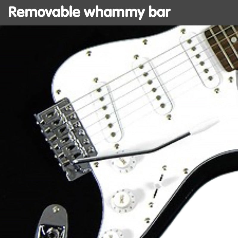 Karrera 39in Electric Guitar - Black. Removable whammy bar.