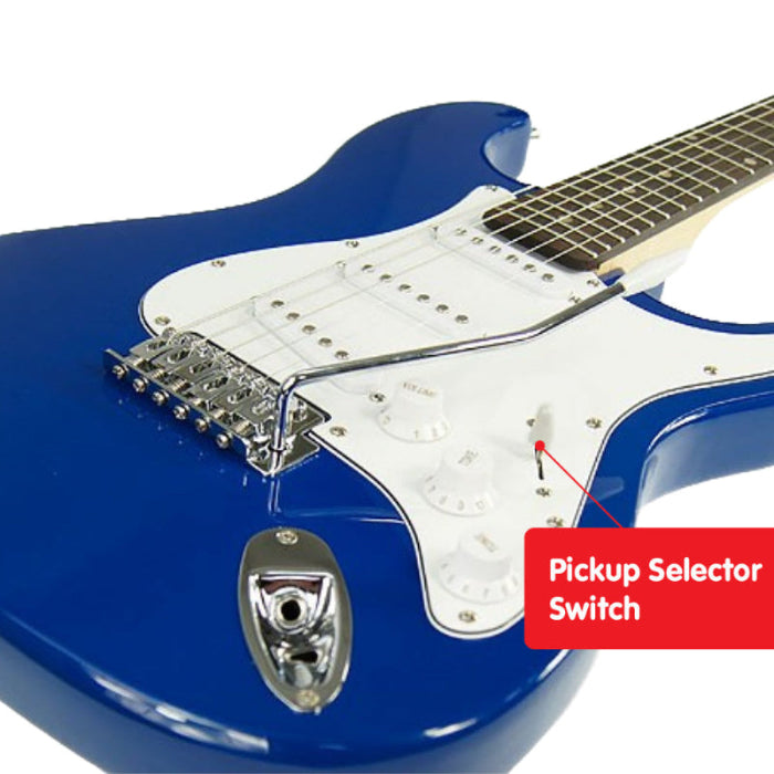 Karrera 39in Electric Guitar - Blue. Pickup selector switch.