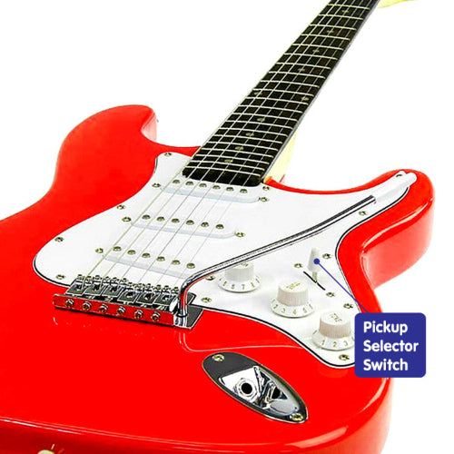 Karrera 39in Electric Guitar - Red. Pickup selector switch.