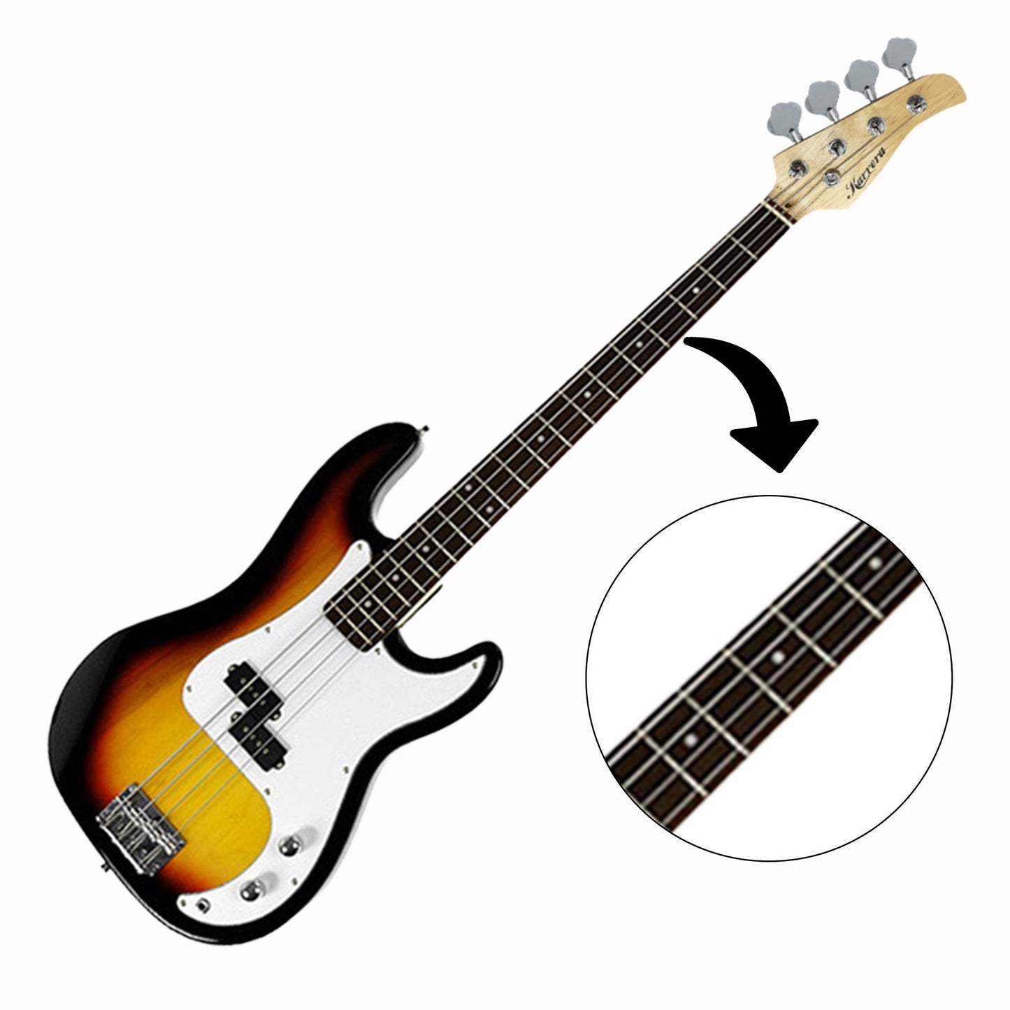 Electric Bass Guitar | Karrera 39 Inch | 4 Strings Only | Sunburst - Audio & Video > Musical Instrument & Accessories > Guitars - Fosmore