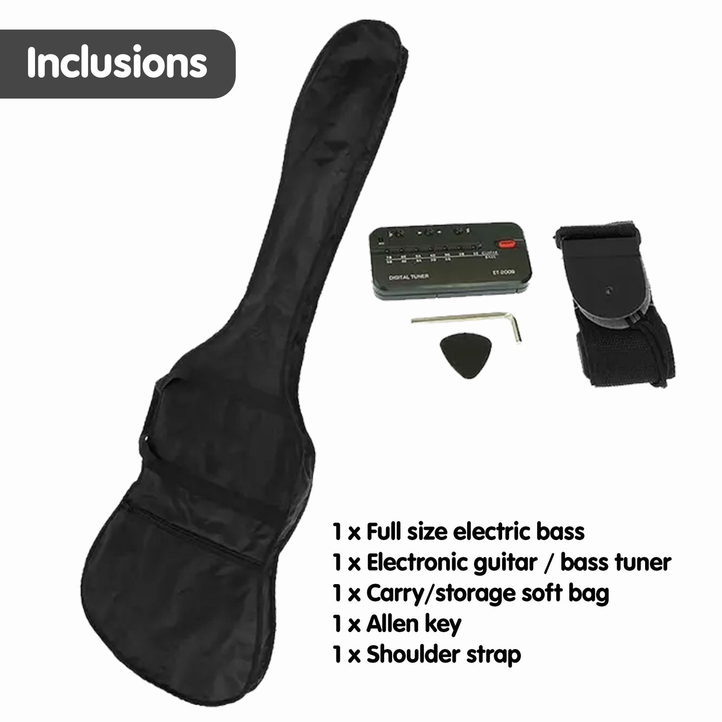 Electric Bass Guitar | Karrera 39 Inch | 4 Strings Only | Sunburst - Audio & Video > Musical Instrument & Accessories > Guitars - Fosmore