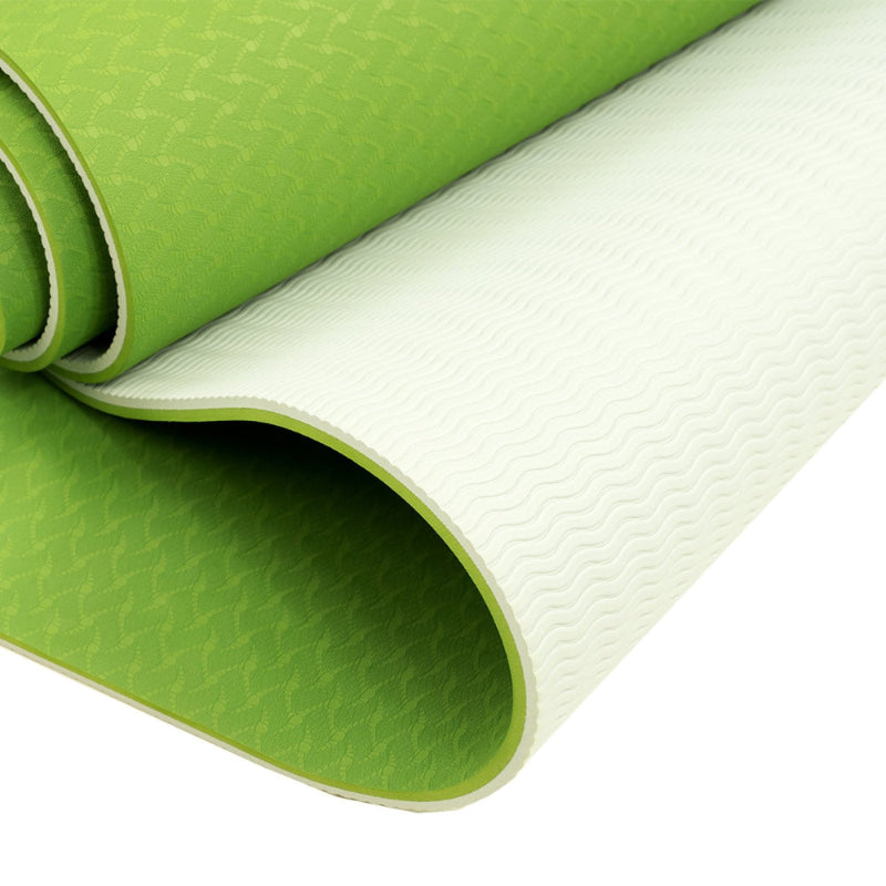 Powertrain Dual Layer 8mm Yoga Mat | Lime Green | Non-slip Surface & Carry Strap