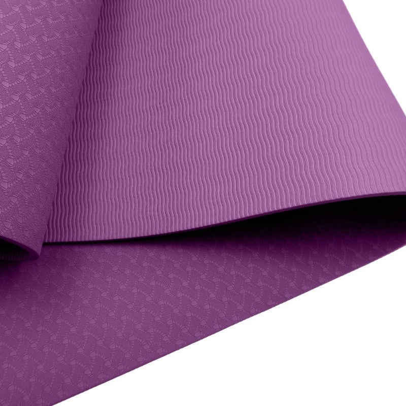 Powertrain Eco-friendly Dual Layer 6mm Yoga Mat | Royal Purple | Non-slip Surface & Carry Strap