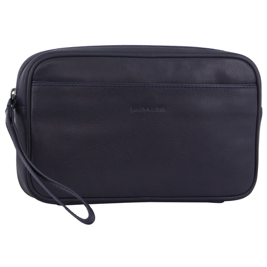Mens Toiletry Bag | Pierre Cardin | Leather | Navy - Fashion > Men's Fashion > Men's Accessories - Fosmore