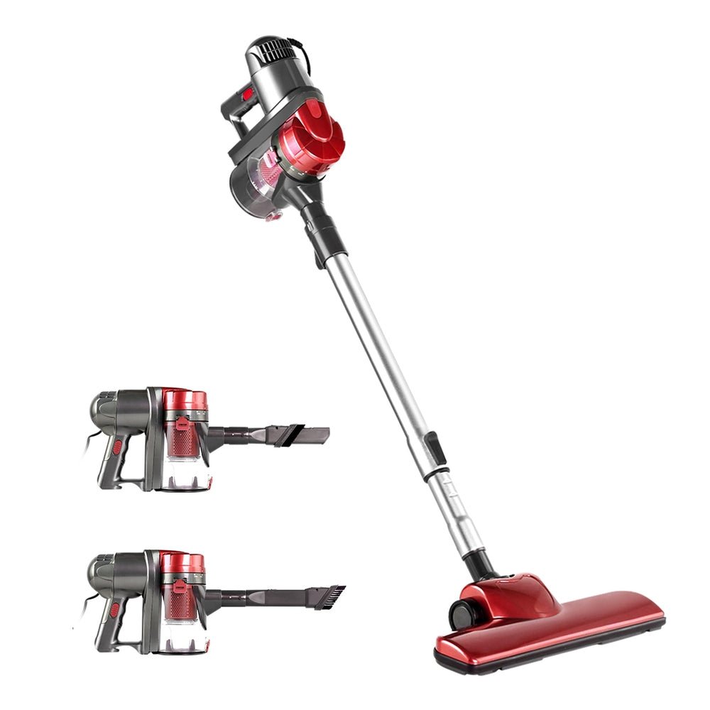 Stick Vacuum | Devanti | Handheld Corded 450W | Red & Silver - Appliances > Vacuum Cleaners > Stick Vacuums - Fosmore