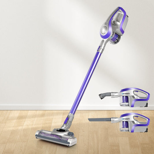 Stick Vacuum | Devanti | Bagless Cordless 150W | Purple & Grey - Appliances > Vacuum Cleaners > Stick Vacuums - Fosmore
