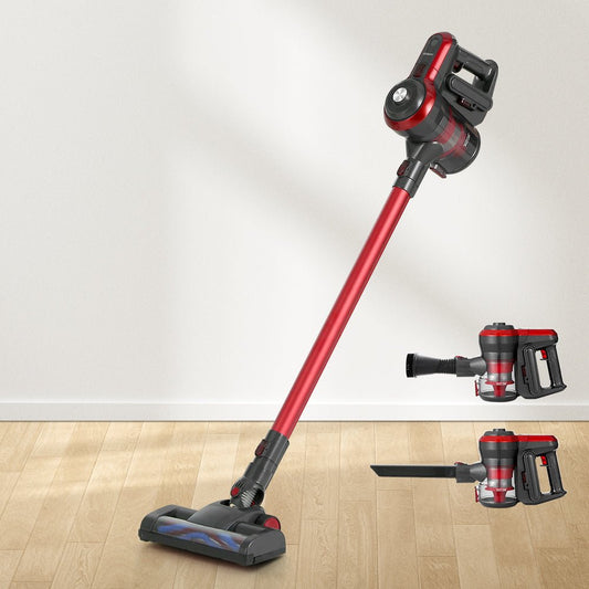 Stick Vacuum | Devanti | Brushless Cordless 250W | Red & Grey - Appliances > Vacuum Cleaners > Stick Vacuums - Fosmore