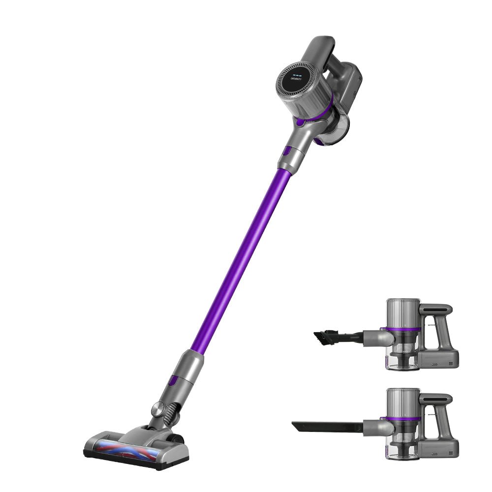 Stick Vacuum | Devanti | Bagless Cordless 120W | Purple & Grey - Appliances > Vacuum Cleaners > Stick Vacuums - Fosmore