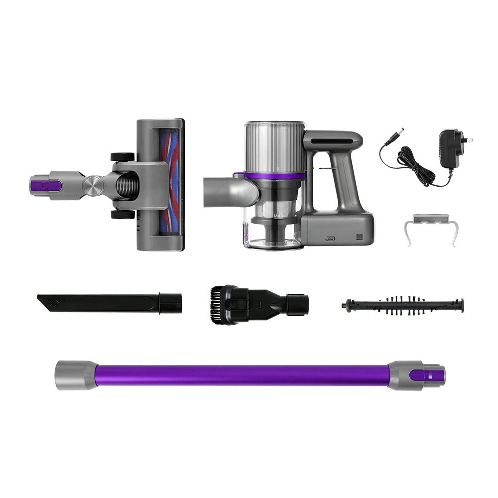 Stick Vacuum | Devanti | Bagless Cordless 120W | Purple & Grey - Appliances > Vacuum Cleaners > Stick Vacuums - Fosmore