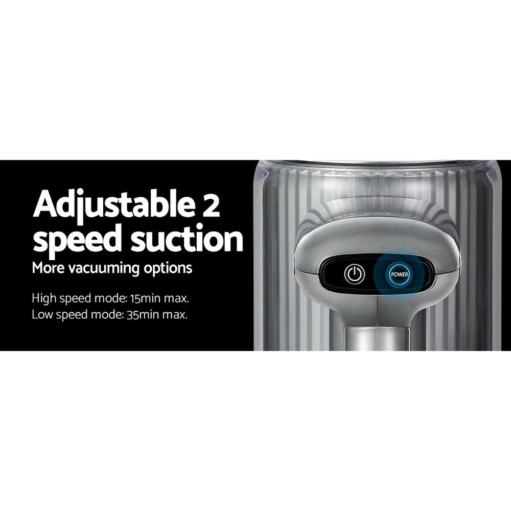Stick Vacuum | Devanti | Bagless Cordless 120W | Purple & Grey - Appliances > Vacuum Cleaners > Stick Vacuums - Fosmore